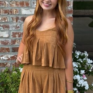 Stylish Suede Women's Two-Piece Set